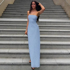 Polka Dot Strapless Maxi Dress