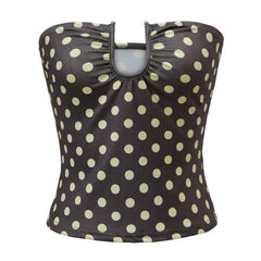 Polka Dot Deep U Cutout Tube Top