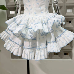Floral Printed Sleeveless Frill Layred Bloomer Mini Dress