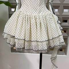 Polka Dot Tiered Ruffle Hem Mini Dress
