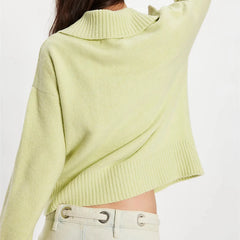 Knit Solid Long Sleeve Lapel Button Down Pullover