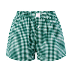 Elastic Waist Striped Plaid Print Shorts
