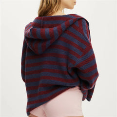Knit Hooded Zip Up Cardigan