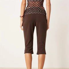 Polka Dot Patchwork Knee Length Pants