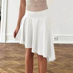 Side Split Irregular Satin Mini Skirt