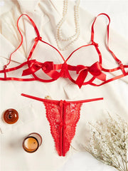 Red Bow Cut Out Lingerie Set