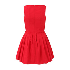 Corset Hook Sleeveless Pleated Mini Dress