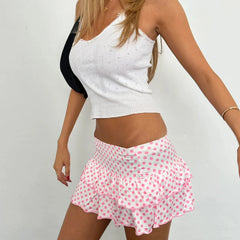 Layered Print Ruffle Mini Skirt