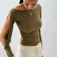 Cut Out Long Sleeve Crop Top
