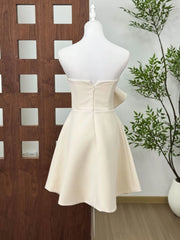 White Strapless 3D Flower Mini Dress