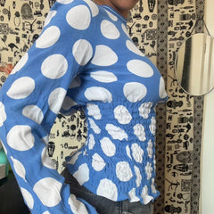 Long Sleeve Ruched Polka Dot