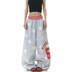 Letter Star Print Drawstring Sweatpants