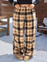 Plaid Printed Fleece-Lined Sweatpants