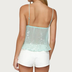 Sequin Sheer Cami Crop Top