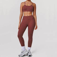 Polka Dot Yoga Sports Bra And High Waist Legging And Shorts Set