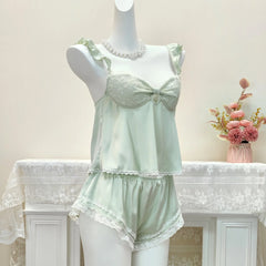 Lingerie Satin Top with Shorts Sleepwear Two-piece Set
