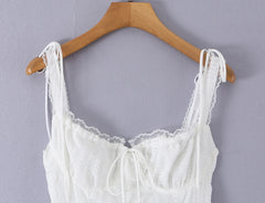 White Bow Tie Strap A-Line Mini Dress