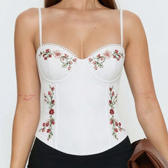 Floral Embroidered Corset Top