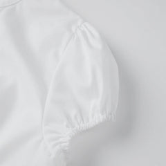 Front Keyhole Cut Out Button Ruffle Hem T-shirt