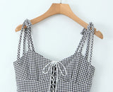 Plaid Cross Lacing Up Front Bra Corset style Sling Mini Dress 