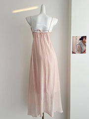 Pink 3D Flowers Slip Maxi Dress