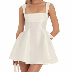 Satin Strap Bowknot Mini A-line Dress