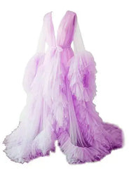 Long Tulle Fluffy Sleepwear Robes