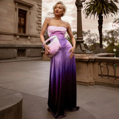 Purple Gradient Spaghetti Strap Maxi Dress