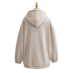 Women's fleece hoodie with a drawstring hood.