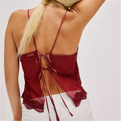 Tie-up Lace Trim Cami Top
