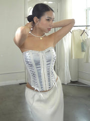 Satin Lace Up Tube Top