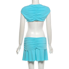 Blue Waist Cut Out Ring Detail Mini Dress