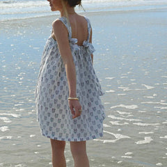 Floral Tie Square Neck Flare Mini Dress