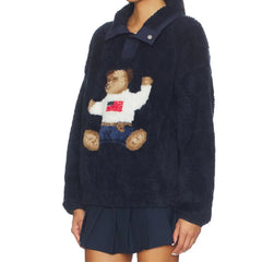 Bear Pattern High Collar Fleece Sweater