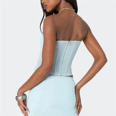 Strapless Mesh Boning Corset Top