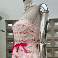 Pink Strapless Bow Detail Maxi Dress