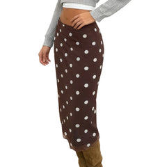Polka Dot Mesh Midi Skirt