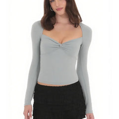 Long Sleeve Sweetheart Neckline Top