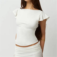Ruffle Boat Neck Top