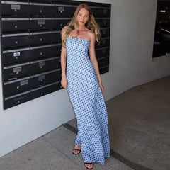 Polka Dot Strapless Maxi Dress