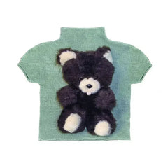 Teddy Digital Print Textured Elastic Top