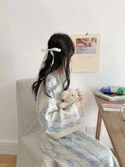Cartoon Print Kimono Long-Sleeve Robe Nightgown