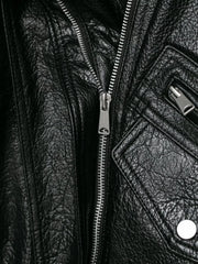 Black Faux Leather High Neck Zipper Biker Jacket