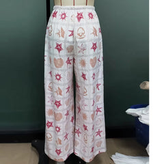 Pink Floral Print Casual Pants