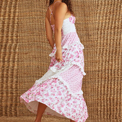 Floral Printed Patchwork Maxi Dress