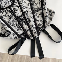 Embroidered Printed Tie Up Corset