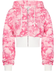 Camouflage Crop Hoodie And Track Pants Set