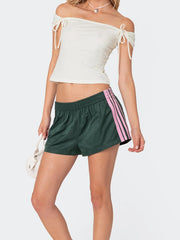 Striped  Elastic Sweat Shorts