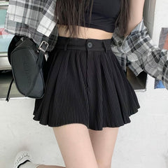 Black Pleated Buttoned Mini Skirt Free From Label