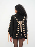 Black Turtleneck Ribbon Bow Sweater